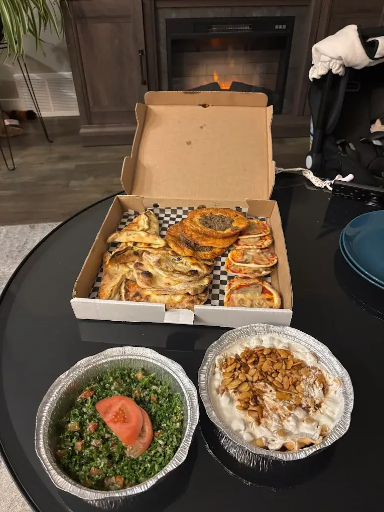 Fresh Lebanese flatbreads and manakeesh at Tarboosh Market in Edmonton, AB